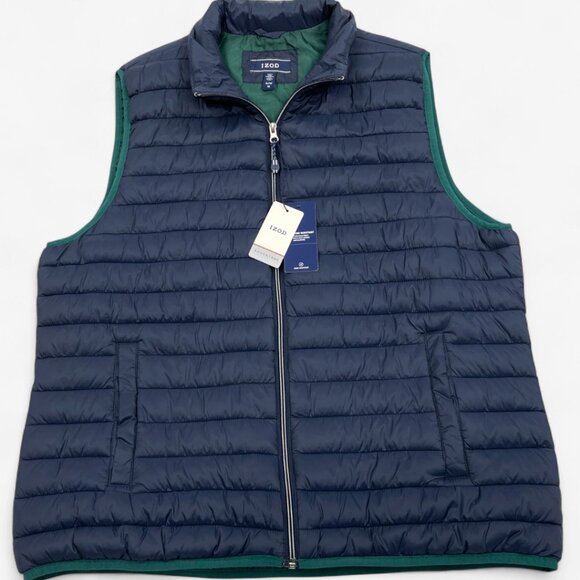 Izod Men's Puffer Vest Jacket Blue Insulated Wind Resistant Pockets Size XL NEW - Picture 3 of 10